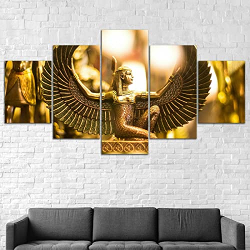 Zaruy Poster & Kunstdrucke 5 Stück Leinwandflügel Der Isis-Göttin Ägyptenm/100Cm×50Cm Mit Rahmen 5 Leinwand Kunst Wandkunst Fünf Teile Tafelmalerei Wandbild Hd Poster Modernes Modulares Bild von ZARUY