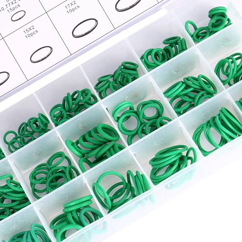 Premium -Sortiment von 18 Größen O Ring Set für Auto -LKW -Ersatzklimaanlage - 270pcs Langlebige Grüne Ringe mit Wiederverschließbarem Plastikgehäuse von ZASCHMOY