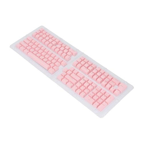 ZASCHMOY 132 Tasten Thai -Tastaturkaps für Mechanische Tastaturen - ABS OEM Höhe, Durchscheinendes Design, Tastaturkaps Ersatz für 61, 62, 64, 68, 84, 87, 104, 108 Tasten, weiß (Rosa) von ZASCHMOY