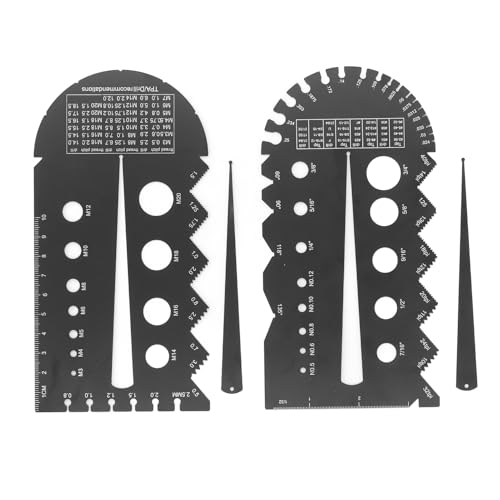 ZASCHMOY 2 Sets Gewinde -Pitch -Messgeräte Schwarz Aluminiumlegierung mit Metrischen und Kaiserlichen Messungen für Genaue Schrauben-, Bolzen und Nussspezifikationen ZASCHMOY 2 Sets Gewinde -Pitch -Messgeräte Schwarz Aluminiumlegierung mit Metrischen und Kaiserlichen Messungen für Genaue Schrauben-, Bolzen und Nussspezifikationen von ZASCHMOY