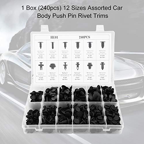 ZASCHMOY 240pcs Universal CAR Body Push Pin Pin -Nietclips mit 12 Größen für - Automobile Plastik Stoßfängerverbindungselemente von ZASCHMOY