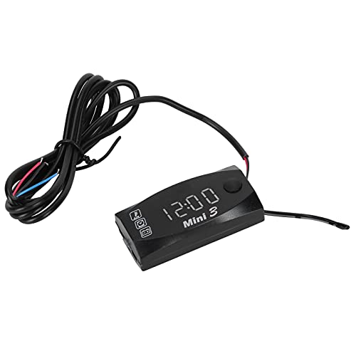 ZASCHMOY 3 in 1 Motorrad -LED -LED Messgerät mit Wasserdichtem Digitalem Zeitthermometer Voltmeter Großes Display, Einfach Installieren, Zuverlässig 12 V, Blaues Licht (Weißes Licht (Spezifikationen von ZASCHMOY