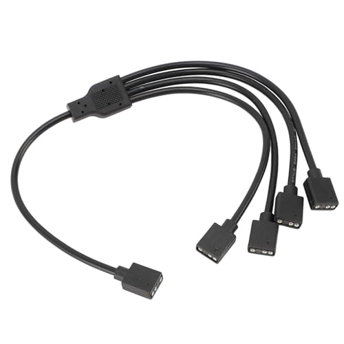 ZASCHMOY Argb Splitter -Kabel 1 Bis 4 | Weibliche Bis Weibliche 5V 3 Pin RGB Extension Connector | Kompatibel mit Computer -Chassis CPU Kühler, 5V Argb Fans | Weiß (BLACK) von ZASCHMOY