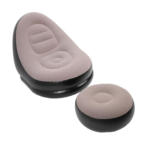 ZASCHMOY Aufblasbarer Sofa -Stuhl mit Stilvollem Flocken -Finish und Fußstopp, Lounge Stuhl für Wohnzimmer, Außenbereich, Camping, Tragbares Aufblasbares Freizeitsofa (Kaffee) von ZASCHMOY