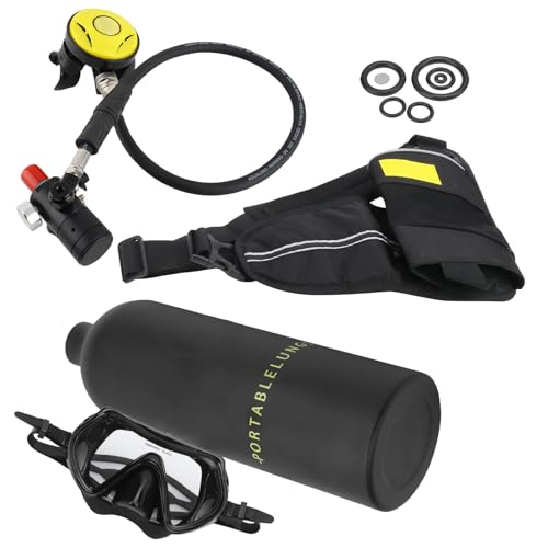 ZASCHMOY Dideep 1L Mini Scuba Tank -Tauch -Set mit Silikon Mundstück und Verstellbarer Tauchbrille Kompakte Unterwasserpause für Scuba Enthusiasten (Black) von ZASCHMOY