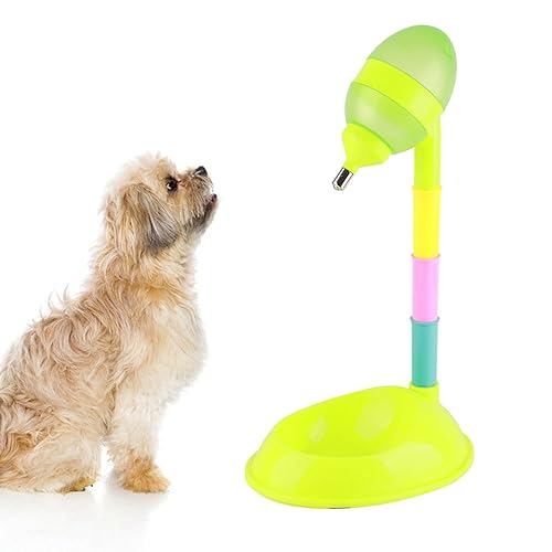 ZASCHMOY Einstellbare Höhe Haustierwasserspender für Katzen und Hunde mit Einer Rutschfesten Basis in Gelb | Sicheres PP -Material | Abnehmbares Design mit und Lecksicherem Trinkkopf (Grüne Basis) von ZASCHMOY