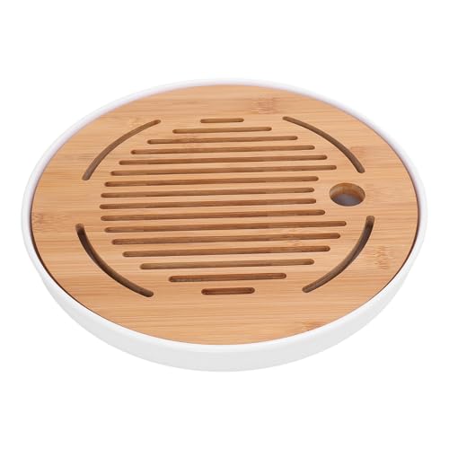 ZASCHMOY Kompaktes Chinesisches Kung -Fu -Tee Tablett mit Wassersammlung Design 10 Zoll Runde Moderne Stilvolle Tee Servierschale für Zuhause und Büro von ZASCHMOY
