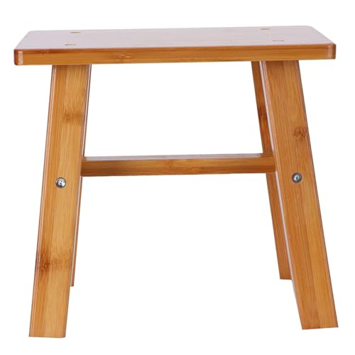 ZASCHMOY Mehrzweck Kleiner Bambushocker - Low Stool & Kindersitzbank für Heim, Wohnzimmer, Bad oder Garten - Natürlich, Robust, Faltbares Design (Kleiner quadratischer Bambushocker) von ZASCHMOY