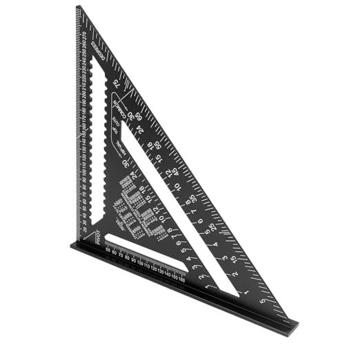 ZASCHMOY Mehrzweck -Rafter -Quadrat Werkzeug 12 Zoll Aluminiumlegierung Tischler Dreieckiger Herrscher für Holzbearbeitung mit 45 90 Grad Metrik Messlayout in Blau (BLACK) von ZASCHMOY
