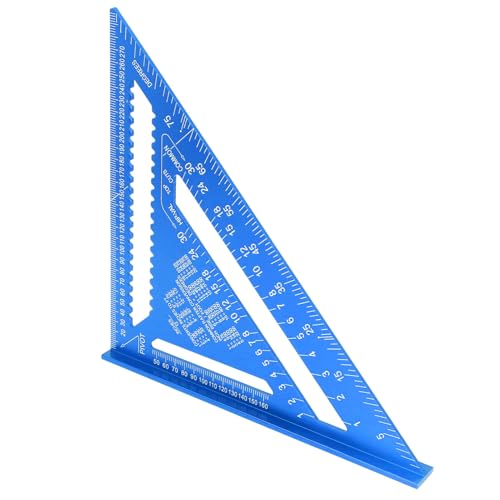 ZASCHMOY Mehrzweck -Rafter -Quadrat Werkzeug 12 Zoll Aluminiumlegierung Tischler Dreieckiger Herrscher für Holzbearbeitung mit 45 90 Grad Metrik Messlayout in Blau (BLUE) von ZASCHMOY