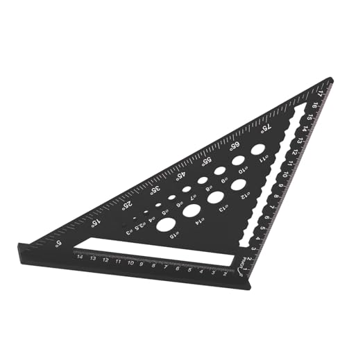 ZASCHMOY Präzise 7 -Zoll -Dreieckslineerin Aluminiumlegierung Rafter Square für Holzbearbeitung mit Metrisch (BLACK) von ZASCHMOY