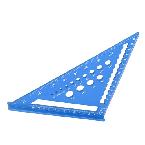 ZASCHMOY Präzise 7 -Zoll -Dreieckslineerin Aluminiumlegierung Rafter Square für Holzbearbeitung mit Metrisch (BLUE) von ZASCHMOY