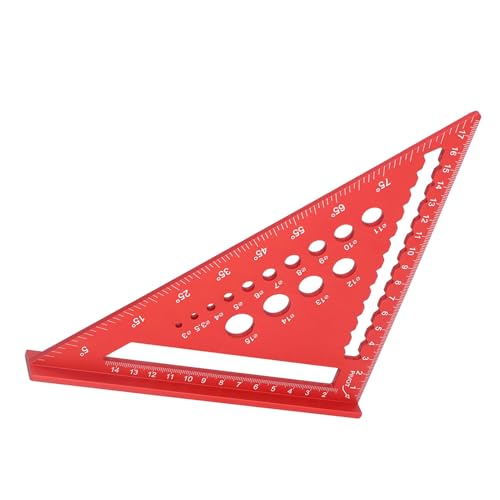 ZASCHMOY Präzise 7 -Zoll -Dreieckslineerin Aluminiumlegierung Rafter Square für Holzbearbeitung mit Metrisch (Rot) von ZASCHMOY