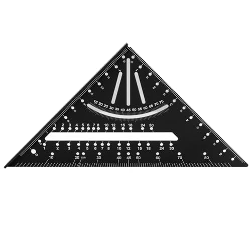 ZASCHMOY Präzision 7 Zoll Aluminiumlegierung Rafter Square -Prospraktor mit Niveau - Rotes Multi Winkel Holzbearbeitung Dreieckiger Lineal für Genaue Messungen und Markierung (BLACK) von ZASCHMOY