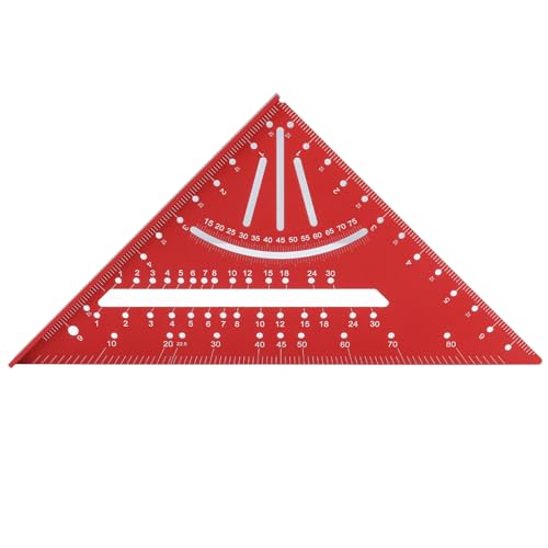 ZASCHMOY Präzision 7 Zoll Aluminiumlegierung Rafter Square -Prospraktor mit Niveau - Rotes Multi Winkel Holzbearbeitung Dreieckiger Lineal für Genaue Messungen und Markierung (Rot) von ZASCHMOY