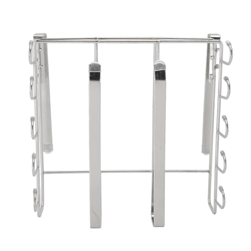 ZASCHMOY Raumsparende Unterschrankregal mit Mehreren Haken Edelstahl Unter Regal Lagerregal Ideal für Küchenutensilien und Mehr Schwarz (SILVER) von ZASCHMOY