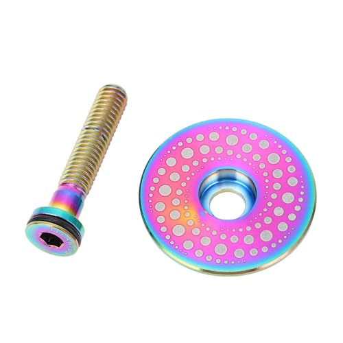 ZASCHMOY Semi Perforated Bike Fork Cap Set 28,6 Mm - Ti -Legierung CNC Bearbeitete Vordergabelkappe und Schraube Zum Radfahren, Gold (Glänzend; 3x2,6 mm) von ZASCHMOY