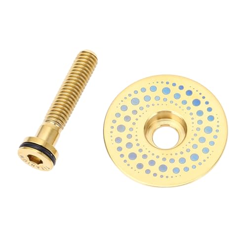 ZASCHMOY Semi Perforated Bike Fork Cap Set 28,6 Mm - Ti -Legierung CNC Bearbeitete Vordergabelkappe und Schraube Zum Radfahren, Gold (Gold) von ZASCHMOY