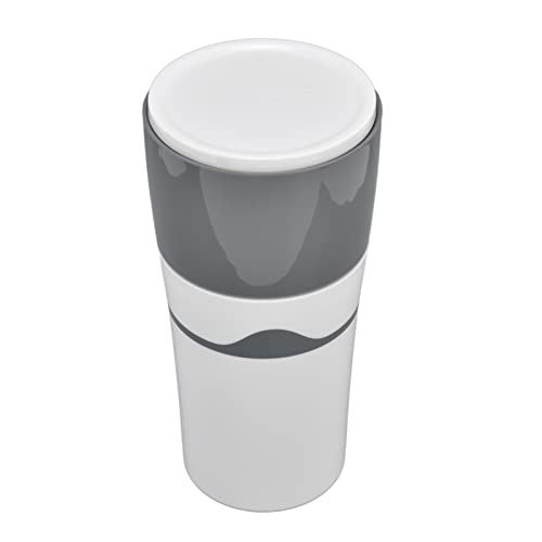 ZASCHMOY Tragbare Tropfkaffeemaschine für -Kapseln, Kompakte 450 Ml Reisekaffeemaschine mit Gemeinsamem Deckelbecher, Schwarz -Weiß Design (Grau weiß) von ZASCHMOY