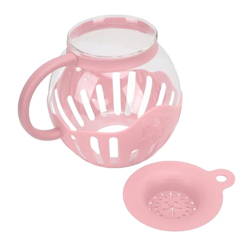 ZASCHMOY Umweltfreundlich 2,13L Glass Microwave Popcorn Popper mit Breitem Munddeck (PINK) von ZASCHMOY
