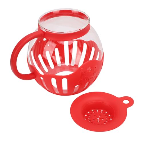 ZASCHMOY Umweltfreundlich 2,13L Glass Microwave Popcorn Popper mit Breitem Munddeck (Rot) von ZASCHMOY
