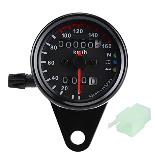 ZASCHMOY Universeller Motorrad -Kilometerzähler und Tachometer mit Doppeltem Signal, Einfache Installation, 160 Km/h Schwarzer Messgerät für DC 12V -Motorräder (BLACK) von ZASCHMOY