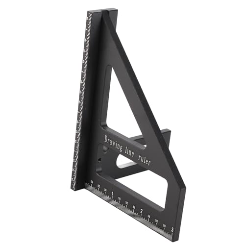 ZASCHMOY Vielseitiger Holzbearbeitungs -Quadrat -Prospraktor mit 45 90 Grad Gehrung, Anodiertem Aluminium Dreieckslineer für das Carpenter Layout Messwerkzeug, Blau (BLACK) von ZASCHMOY