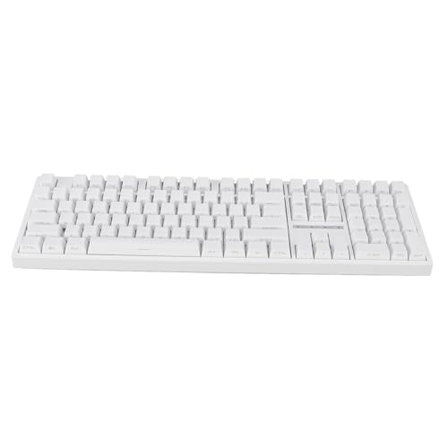 ZASCHMOY WLAN Mechanical Gaming-Tastatur 108 Tasten mit RGB-Hintergrundbeleuchtung, 3-Mode-Verbindung über 2,4 G, 3.0/5.0 & Typ C Kabel Verdrahtet, Brown Switch für &, Compact White Design von ZASCHMOY