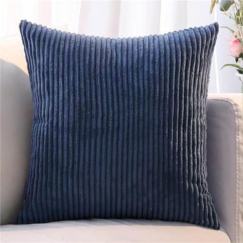 2er Set Kissenbezüge aus Kordsamt, weiche dekorative Kissenhüllen für Sofa, Couch, Schlafzimmer, Wohnzimmer und Zuhause(Dark Blue,75 x 75 cm (2pcs)) von ZASEZOD