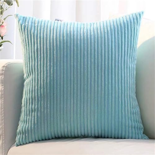 2er Set Kissenbezüge aus Kordsamt, weiche dekorative Kissenhüllen für Sofa, Couch, Schlafzimmer, Wohnzimmer und Zuhause(Sky Blue,80 x 80 cm (2pcs)) von ZASEZOD