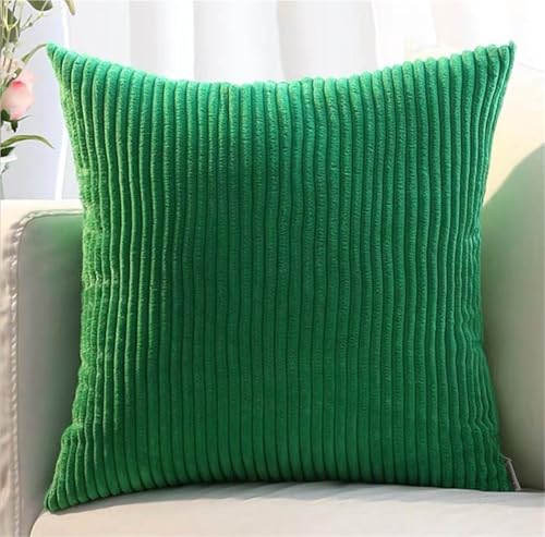 2er Set Kordsamt Kissenbezüge, Gestreifte Kissenhüllen für Sofakissen, Couchkissen, Zierkissen, dekorative Kissenbezüge für Sofa, Schlafzimmer, Wohnzimmer und Balkon(Green A,75 x 75 cm (2pcs)) von ZASEZOD
