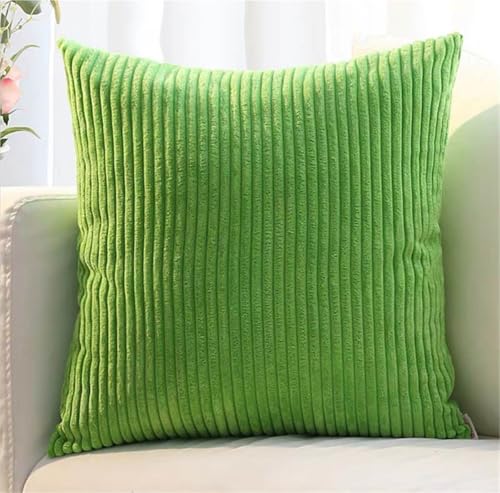 2er Set Kordsamt Kissenbezüge, Gestreifte Kissenhüllen für Sofakissen, Couchkissen, Zierkissen, dekorative Kissenbezüge für Sofa, Schlafzimmer, Wohnzimmer und Balkon(Green B,60 x 60 cm (2pcs)) von ZASEZOD