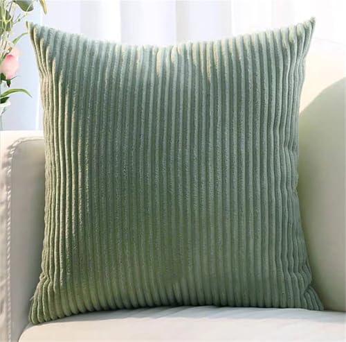 2er Set Kordsamt Kissenbezüge, Gestreifte Kissenhüllen für Sofakissen, Couchkissen, Zierkissen, dekorative Kissenbezüge für Sofa, Schlafzimmer, Wohnzimmer und Balkon(Green C,80 x 80 cm (2pcs)) von ZASEZOD