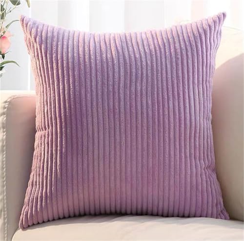 2er Set Kordsamt Kissenbezüge, Gestreifte Kissenhüllen für Sofakissen, Couchkissen, Zierkissen, dekorative Kissenbezüge für Sofa, Schlafzimmer, Wohnzimmer und Balkon(Purple A,80 x 80 cm (2pcs)) von ZASEZOD