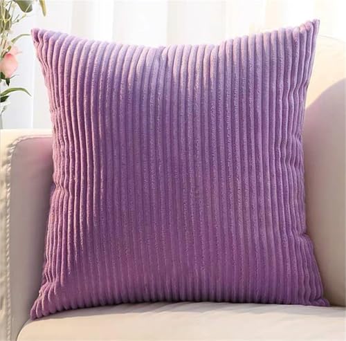2er Set Kordsamt Kissenbezüge, Gestreifte Kissenhüllen für Sofakissen, Couchkissen, Zierkissen, dekorative Kissenbezüge für Sofa, Schlafzimmer, Wohnzimmer und Balkon(Purple B,75 x 75 cm (2pcs)) von ZASEZOD