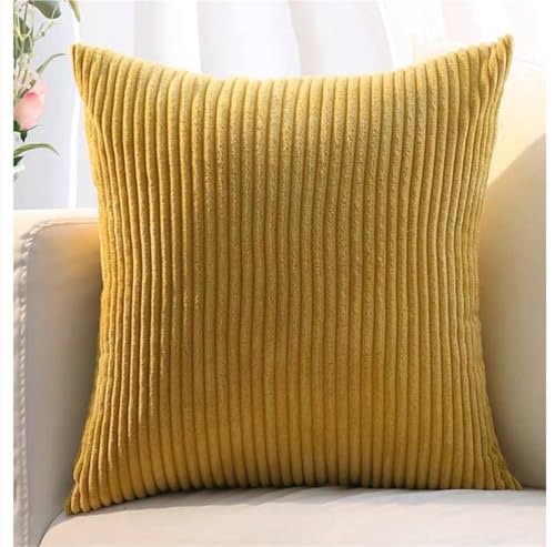 2er Set Kordsamt Kissenbezüge, Gestreifte Kissenhüllen für Sofakissen, Couchkissen, Zierkissen, dekorative Kissenbezüge für Sofa, Schlafzimmer, Wohnzimmer und Balkon(Yellow A,50 x 50 cm (2pcs)) von ZASEZOD