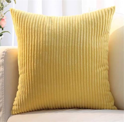 2er Set Kordsamt Kissenbezüge, Gestreifte Kissenhüllen für Sofakissen, Couchkissen, Zierkissen, dekorative Kissenbezüge für Sofa, Schlafzimmer, Wohnzimmer und Balkon(Yellow B,65 x 65 cm (2pcs)) von ZASEZOD