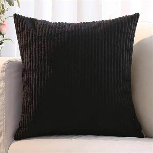 ZASEZOD 2er Set Kissenbezüge aus Kordsamt, weiche dekorative Kissenhüllen für Sofa, Couch, Schlafzimmer, Wohnzimmer und Zuhause(Black,80 x 80 cm (2pcs)) von ZASEZOD
