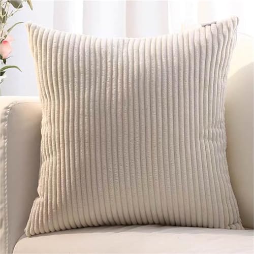 ZASEZOD 2er Set Kissenbezüge aus Kordsamt, weiche dekorative Kissenhüllen für Sofa, Couch, Schlafzimmer, Wohnzimmer und Zuhause(Off-White,80 x 80 cm (2pcs)) von ZASEZOD