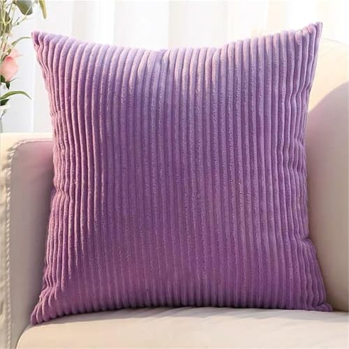 ZASEZOD 2er Set Kissenbezüge aus Kordsamt, weiche dekorative Kissenhüllen für Sofa, Couch, Schlafzimmer, Wohnzimmer und Zuhause(Purple,45 x 45 cm (2pcs)) von ZASEZOD