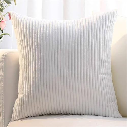 ZASEZOD 2er Set Kissenbezüge aus Kordsamt, weiche dekorative Kissenhüllen für Sofa, Couch, Schlafzimmer, Wohnzimmer und Zuhause(White,50 x 50 cm (2pcs)) von ZASEZOD