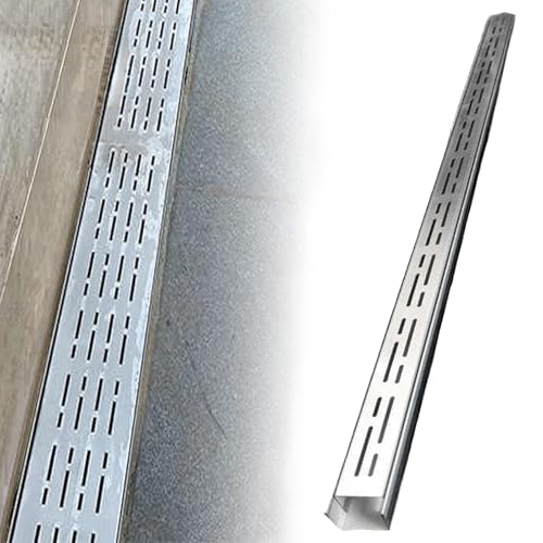 ZASEZOD Entwässerungsrinne Edelstahl 304, Schlitzrinne Schmal mit Abdeckrost, Ablaufrinne Außen für Terrasse, Balkon, Garten und Einfahrt(A -1mX70mmX50mm) von ZASEZOD