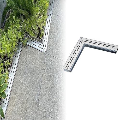 ZASEZOD Entwässerungsrinne Edelstahl 304, Schlitzrinne Schmal mit Abdeckrost, Ablaufrinne Außen für Terrasse, Balkon, Garten und Einfahrt(B -250X100X50mm) von ZASEZOD