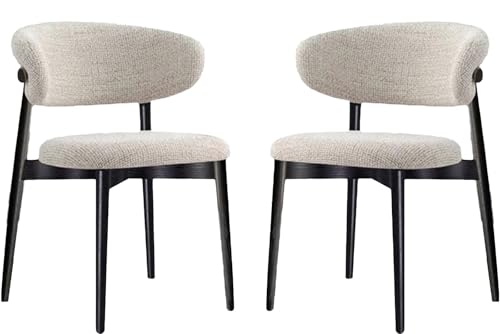 ZASEZOD Esstisch Stuhl 2er Set, Baumwolle Und Leinen Küchenstuhl, Praktischer Stuhl, Stühle für Büro, Esszimmer, Wohnzimmer, mit Rückenlehne(Black Legs) von ZASEZOD