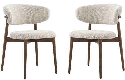 ZASEZOD Esstisch Stuhl 2er Set, Baumwolle Und Leinen Küchenstuhl, Praktischer Stuhl, Stühle für Büro, Esszimmer, Wohnzimmer, mit Rückenlehne(Brown Legs) von ZASEZOD
