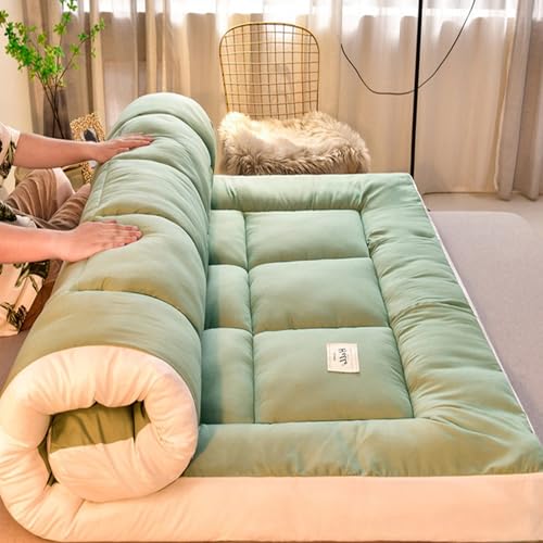 ZASEZOD Roll Up Futon Matratze, Tatami Matte, Klappbare Gästematratze, Futon Bett, Floor Mattress, Japanese Bed, Tatami Matratze, Bodenmatratze für Gäste und Outdoor(Green,90x200cm) von ZASEZOD