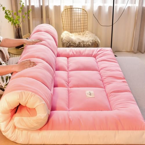 ZASEZOD Roll Up Futon Matratze, Tatami Matte, Klappbare Gästematratze, Futon Bett, Floor Mattress, Japanese Bed, Tatami Matratze, Bodenmatratze für Gäste und Outdoor(Pink,120x200cm) von ZASEZOD