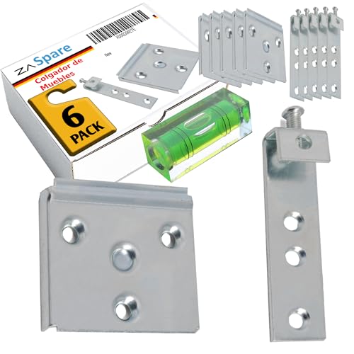 ZASPARE Kopfteilbeschläge zum Aufhängen von Küchenmöbeln, Verankerung, Wandmöbel, inklusive Mini-Level (6 Stück) von ZASPARE