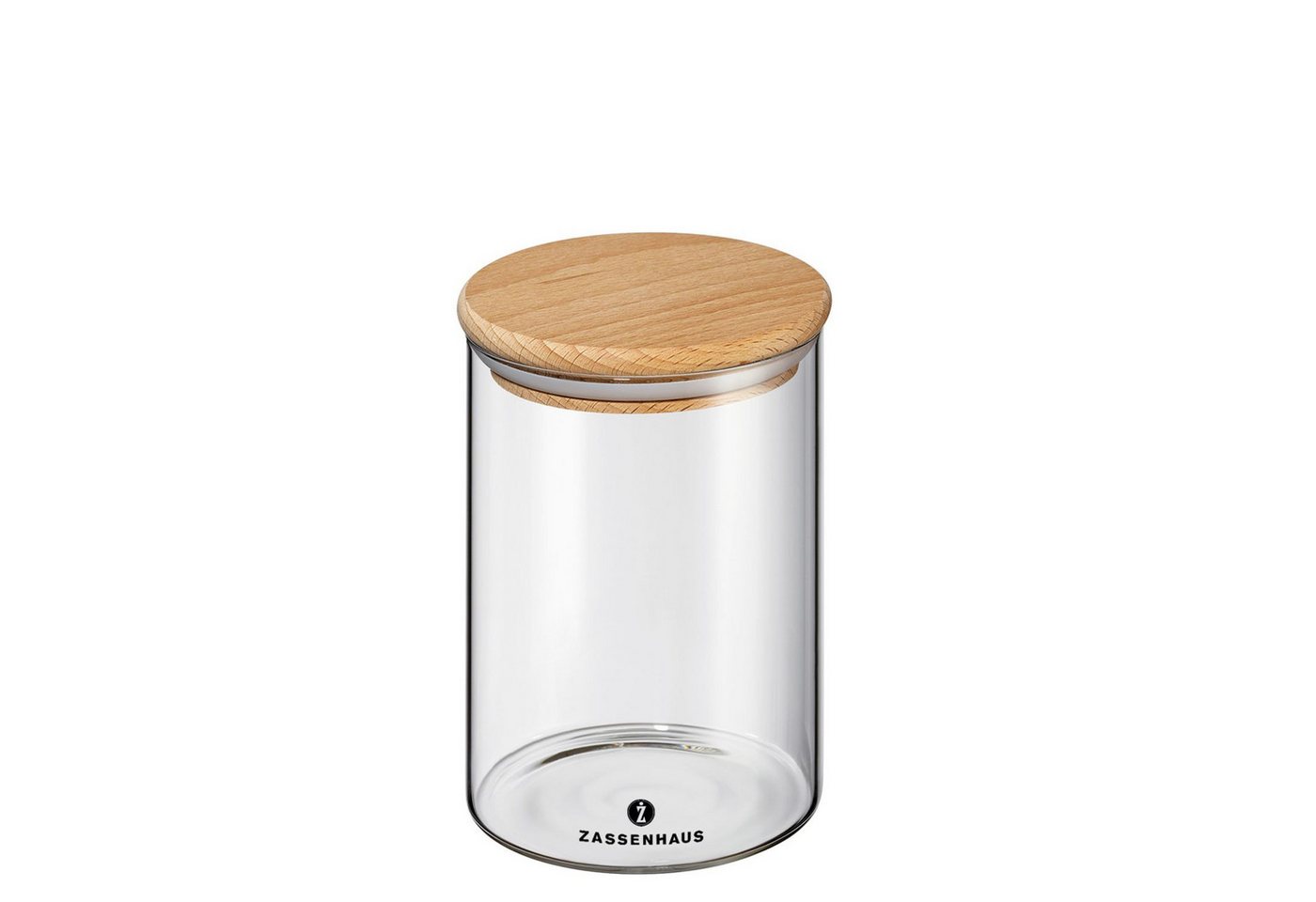 ZASSENHAUS Vorratsdose mit Holzdeckel 850 ml, Glas, Buchenholz von ZASSENHAUS