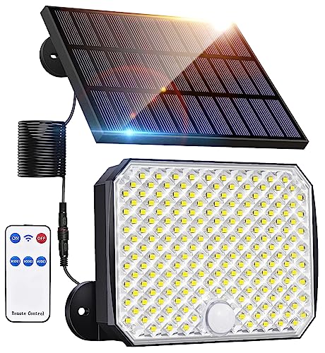 ZASUN Solarlampen für Außen, 7000K 190 LED Superhelle Solarleuchten für Außen, IP65 Wasserdichte Lange Beleuchtungszeit 3 Modi Solar-Split Solarleuchte mit Bewegungsmelder für Garten mit 5M Kabel von ZASUN